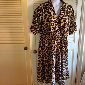 Eliza J Leopard Print Wrap Style Dress